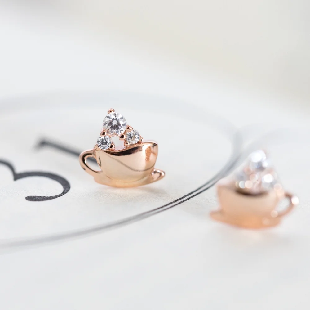 Petite Cappuccino Earring Studs (S925) - Only 1 left! - Picture 2 of 10